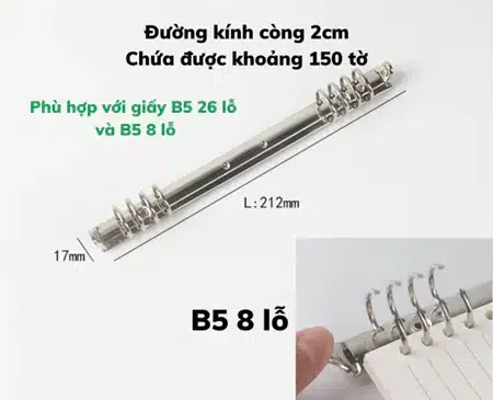 Còng B5 8 chấu lỗ 2cm