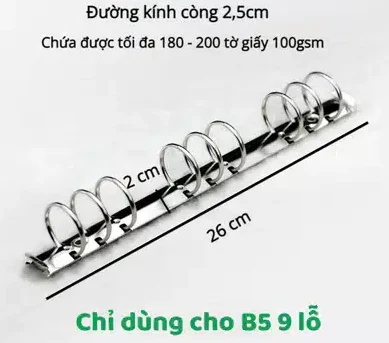 Còng B5 9 chấu lỗ 2,5cm