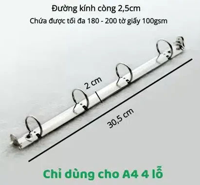Còng A4 4 chấu lỗ 2cm