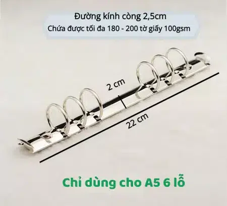 Còng A5 6 chấu lỗ 2,5cm