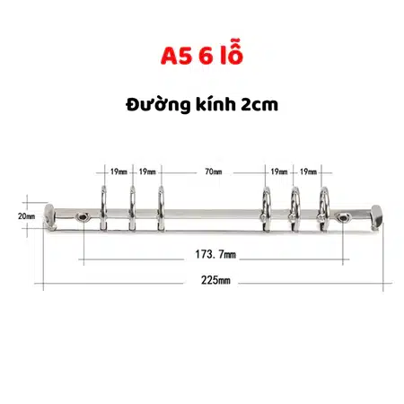 Còng A5 6 chấu lỗ 2cm