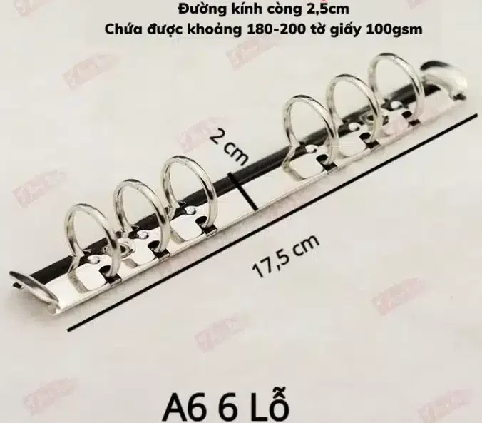 Còng A6 6 chấu lỗ 2,5cm